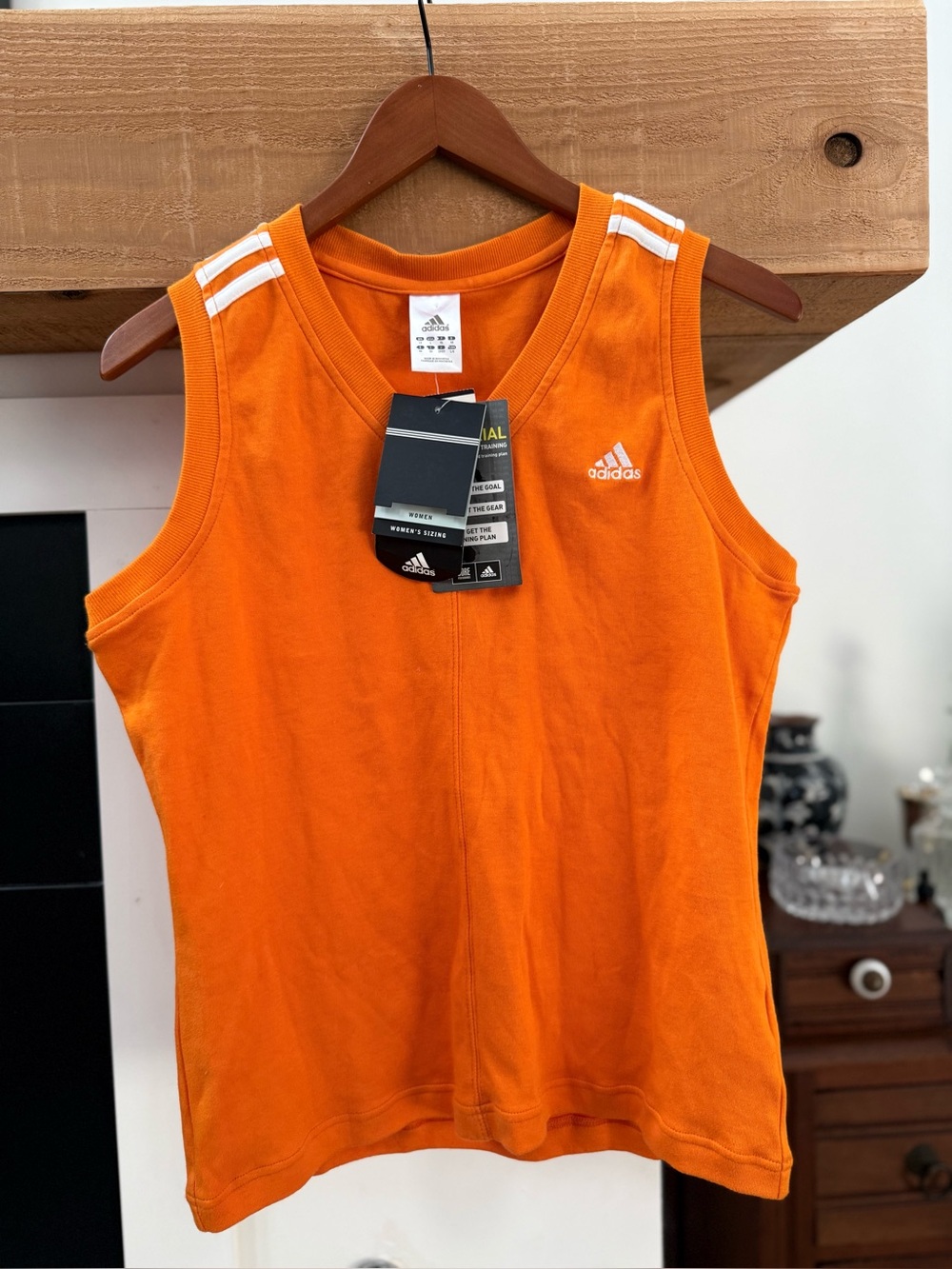adidas Orange Kids Athletic Tank Top with White Stripes